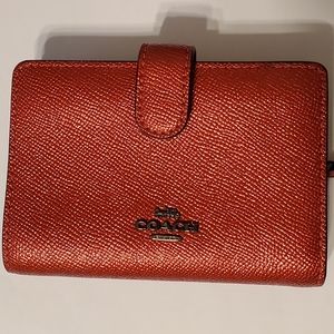 Leather Maroon Metallic Coach Wallet